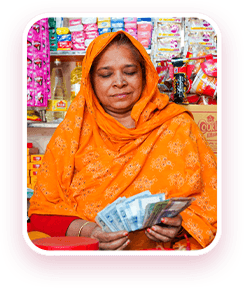 Woman using a PriyoShop financial service
